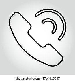 Rufsymbol, Umriss-Vektorzeichen, lineares Piktogramm einzeln auf Weiß. Symbol, Logo-Abbildung. Bearbeitbarer Strich. Eps10 Vektorgrafik.