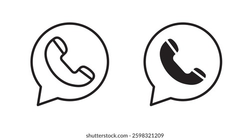 Phone call icon outlined icon vector collection.