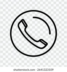 Phone call icon with receiver in a circular design