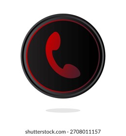 Phone call icon. Red receiver symbol. Contact support emblem. Vector graphic button.