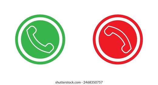 Phone call icon set. Phone call accept and decline icons. vector illustration.