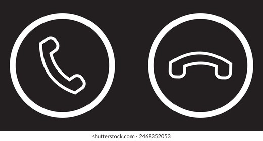 Phone call icon set. Phone call accept and decline icons. vector illustration.