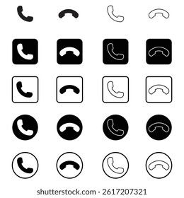 Phone call icon set accept and decline, Telephone call vector sign Accept and decline handset button.