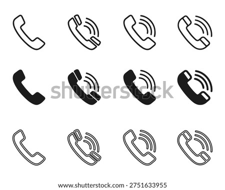 Phone Call Icon Set for Communication, Contact, and Telecommunication