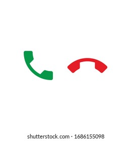Phone call icon set with green call out button and red hang up button. Modern flat design for website, mobile app. Stock Vector illustration isolated on white background.