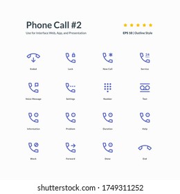 Phone Call icon set interface app part 2 vector graphic design illustration for interface mobile web presentation