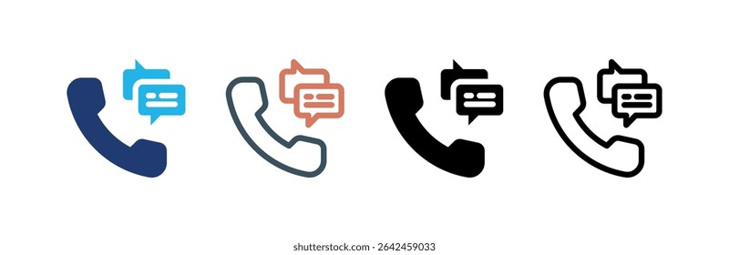 Phone Call icon set multiple style collection. Vector illustration.