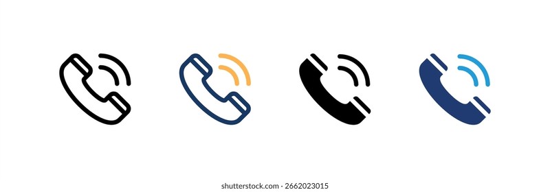 Ícone de Telefonema definir coleção de vários estilos. Ilustração vetorial.