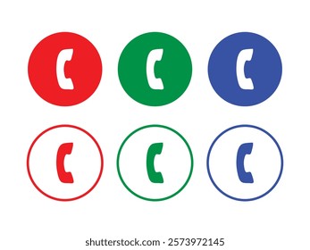 Phone  call  icon  set , symbol , red , green , blue