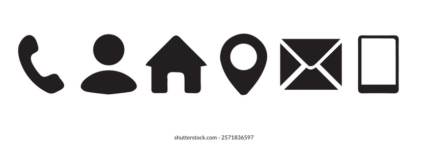 Phone call icon set, Telephone call sign, Contact us. phone, call, location, map, address, home, email, icon set. vector illustration eps 10