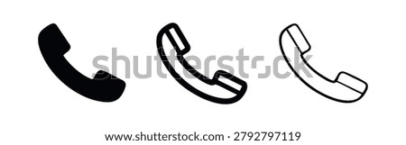 Phone Call Icon Set - Telephone Receiver Symbol Collection, Contact Us Vector Graphic