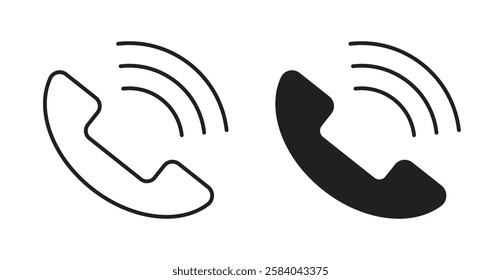 Phone call icon set in thin line. vector illustrations for web