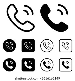 Phone call icon set vector collection for communication contact support mobile app and digital interface design