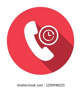 Phone call icon, technology icon with clock sign. Phone call icon and countdown, deadline, schedule, planning symbol. Vector illustration