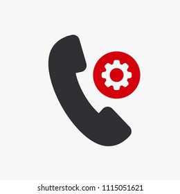 Phone call icon, technology icon with settings sign. Phone call icon and customize, setup, manage, process symbol. Vector illustration