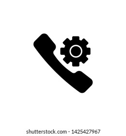 Phone call icon, technology icon with settings sign. Phone call icon and customize, setup, manage, process symbol. Vector illustration