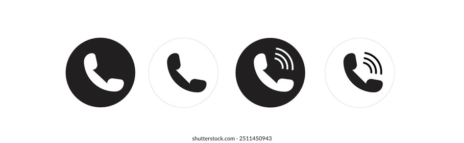 Phone call icon. Telephone icon symbol. Vector illustration 4 call icon black and white color isolated on white background