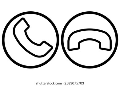 
Phone call icon. Telephone icon symbol. Decline, answer phone call button. Green and red phone call button. Vector illustrator.