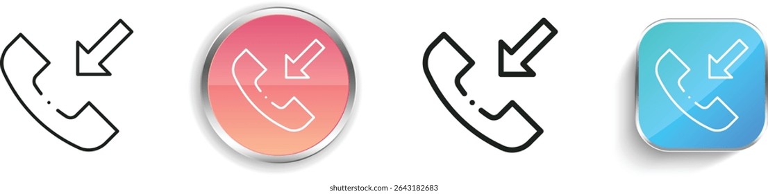 icono de llamada telefónica. Diseño de estilo lineal delgado, regular y de Botón aislado sobre fondo blanco