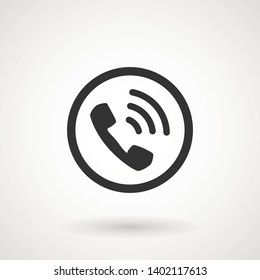 Phone and call icon in trendy flat style isolated. Handset icon with waves. Telephone symbol for your design, logo, UI. Vector illustration.
