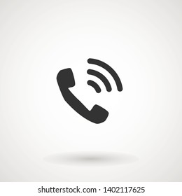 Phone and call icon in trendy flat style isolated. Handset icon with waves. Telephone symbol for your design, logo, UI. Vector illustration.