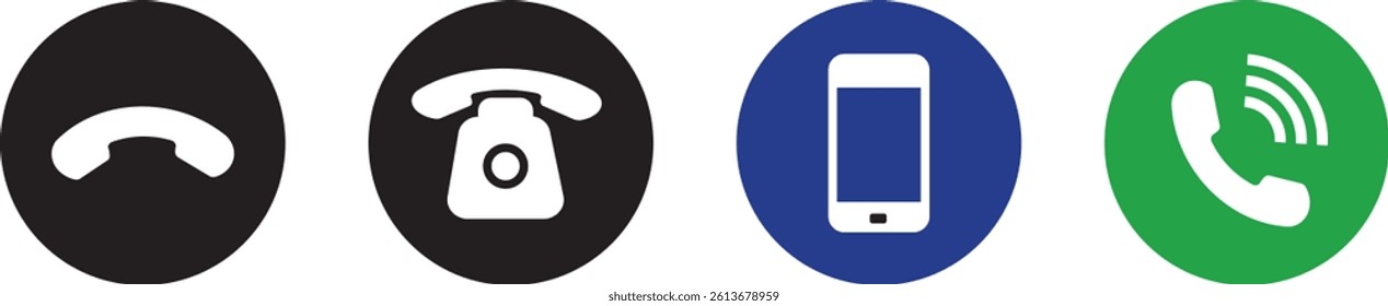 Phone call icon vactor set. Call sign and symbol. telephone symbol, Set of flat Phone and mobile phone symbol illustration