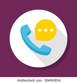 Phone call icon, vector illustration. Flat design style with long shadow,eps10