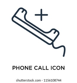 Phone call icon vector isolated on white background, Phone call transparent sign , linear pictogram or outline logo design in lined style