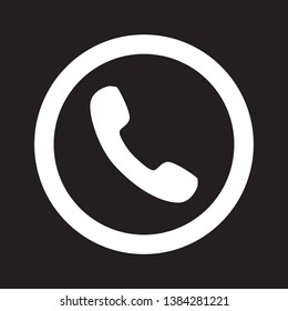 Icono de llamada telefónica aislado en fondo negro. Icono de llamada en un estilo plano. Plantilla telefónica de moda para el diseño de sitio web, signo, símbolo, ui y logotipo. Icono de llamada telefónica moderna, ilustración vectorial