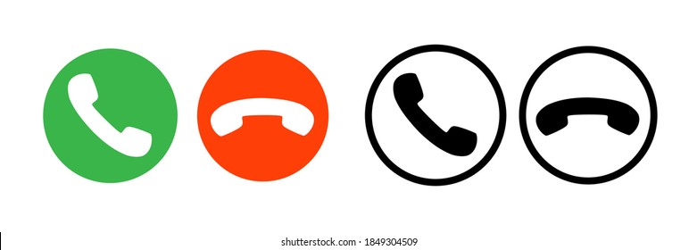 phone call icon vector. mobile cell answer symbol. dial internet button graphic illustration. isolated on white background. red green circle. receive contact decline. handset shape. talk