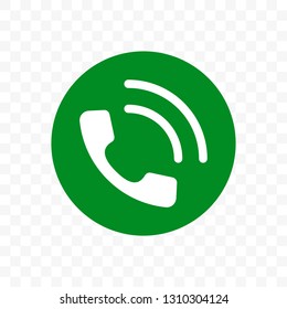 Phone call icon, vector phone receiver in green circle app sign