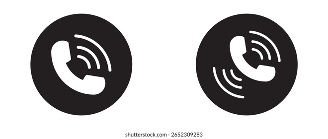 conjunto de vetores de ícone de telefonema. Indicativo de telefone. Ícone do contato chamada móvel. Entre em contato conosco. Entre em contato conosco através do símbolo. Pictograma do celular. Conjunto de ícones de telefone tocando. 