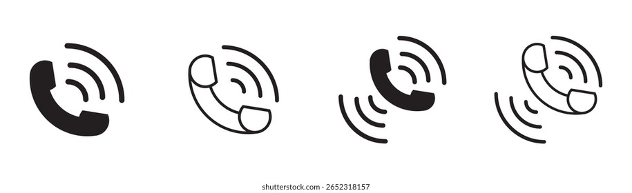 Telefonanruf-Symbol, Vektorsatz. Rufzeichen. Kontaktsymbol Telefonanruf. Kontaktieren Sie uns. Handy-Piktogramm. Rufzeichen-Symbolsatz. 