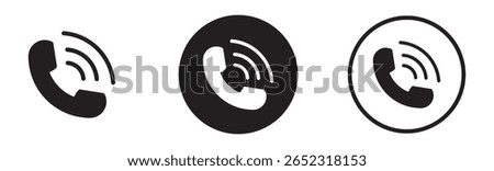 phone call icon vector set. Telephone call sign. Contact icon phone mobile call. Contact us. Cell phone pictogram. Ringing phone icon set. 