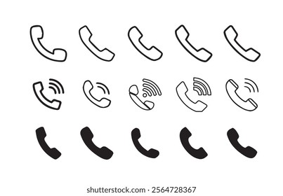 Phone call icon vector set.Collection of Connect Icons.Contact us icon set.Contact and Communication Icons.Ringing phone simple icon set. Smartphone ringing. Phone sign. 