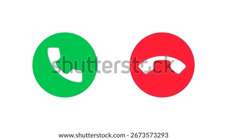 Phone Call Icons. Accept or Decline Incoming Call Buttons. Incoming Call Vector Icon Set.