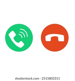 Llamada telefónica. Iconos para el diseño. Respuesta y declinación. Ilustración vectorial plana
