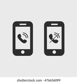 Phone Call Icons with mobile gadget. Vector, eps, gray colors.