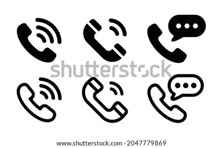 Phone call icons set. Contact us symbol vector isolated on white background.