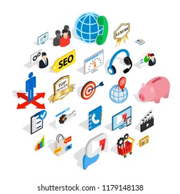Phone call icons set. Isometric set of 25 phone call vector icons for web isolated on white background