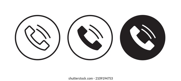 Phone and call icons set in trendy flat style isolated. Handset icon with waves. Telephone symbol for your design, logo, sign UI. Vector illustration.