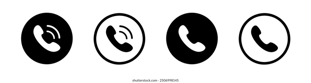 Conjunto de iconos de llamadas telefónicas. Llámenos colección de iconos. señales telefónicas. Botones de Vector