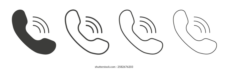 Phone call icons set vectors graphic designs