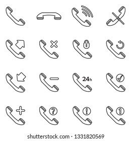 Phone Call Icons. Thin Line Design. Vector Illustration.