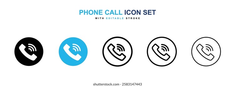 Phone call icons vector collection in black and blue colors on white background