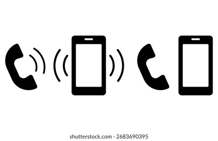 Phone and call icons vector set, mobile communication symbols illustration