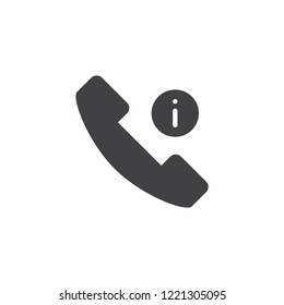 Phone call information vector icon. filled flat sign for mobile concept and web design. Telephone info simple solid icon. Symbol, logo illustration. Pixel perfect vector graphics