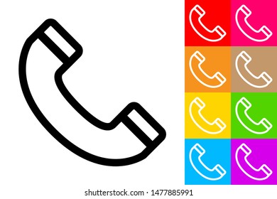 Phone Call. Line Icon With Different Color Background.