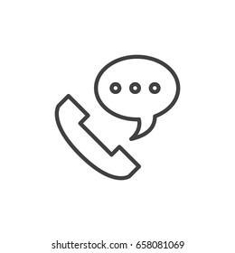 Phone call line icon, outline vector sign, linear style pictogram isolated on white. Symbol, logo illustration. Editable stroke. Pixel perfect