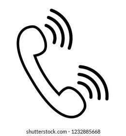Phone call line icon. Phone receiver with signal waves. Vector Illustration